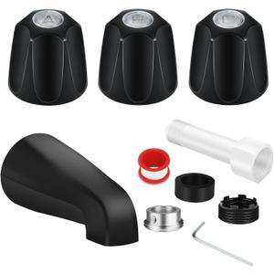 Matte Black Shower Trim Kit, 3 Piece Shower Knob and Tub Spout for Price/Pfister Verve Tub Faucet Handle, Include Four in One Adapter, for 1/2" Copper Pipe, 1/2" IPS and 3/4" IPS Threaded Connections