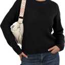 GRECERELLE Women's Pullover Sweater Chunky Crew Neck Long Sleeve Losse Casual Knit Tops Blouse, S-2XL (Medium, Black)