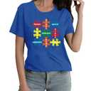 Qskall Autism Awareness Shirt for Women: Autism Puzzle Piece Tshirt Autism Be Kind Tee Shirts