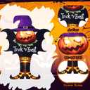 Halloween Graden Flag Solar Lights with Pole, Trick or Treat Double Sided Witch Feet Flag Banner 17.7 x 11.8. Inch 16 Warm White LED with 8 Modes Solar Panel, Decorations for Outdoor, Yard