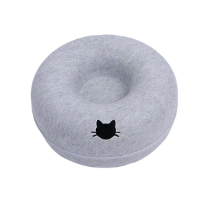 Pet Donut Cat Interactive Toy Tunnel Spliceable Double-Layer Composite Structure Universal Cat Head Cutout Design(Light Grey)