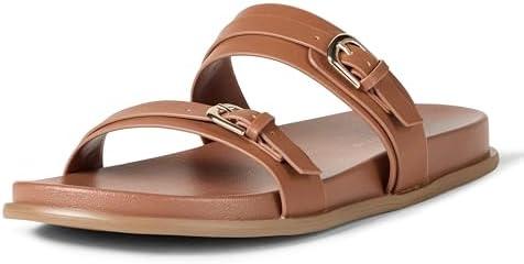 The Drop Women's Avona Two Strap Slide Sandals, Brown, Size: 9