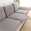 Stretch Couch Cover for Sectional Sofa - Multiple Patterns & Colors,Sofa Cover Design for L-Shaped Couches (1 Pcs) (Light Grey Ymg)