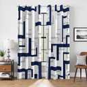 weesire Modern Blackout Curtains for Bedroom Living Room 2 Panels 100% Blackout Blue and White Pattern Curtains Abstract Curtains, 52x63 Inches