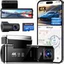 4K Dual Dash Cam Front and Rear, 2 Channel Car Camera with Built-in GPS 5.8GHz WiFi, 3.5" IPS Screen, 64GB Card Included, 170 Wide Angle, Night Vision, 24H Parking Monitor for Cars
