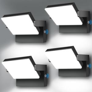 ledmo 150W LED Wall Light, 18000LM Super Bright Commercial Outdoor LED Wall Pack 360 Rotatable Dusk to Dawn Security Flood Lighting with Photocell IP65 5000K Modern Black Square4 Pack