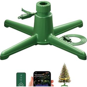 DG-Direct Musical 360 Rotating Christmas Tree Stand with Remote, Anti-Tilt Silent Spin Base, 3 Light Output Ports (800W), Fits 9ft 120lb Artificial Trees, Compatible with 1.252in Poles