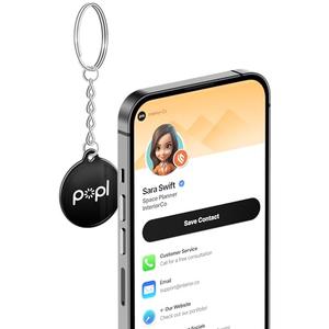 Authentic Patented Popl Keychain™ (Avoid Fake Knockoffs) - Smart NFC Networking Card - Simply Tap to Exchange Contact Info, Capture Leads, & Manage Contacts (Black QR)