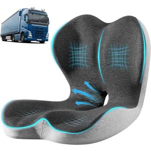 StarAneer Ultimate L-Shaped Truck Driver Seat Cushion - Ergonomic Memory Foam Back & Tailbone Support - Breathable Cool-Mesh Pressure Relief Pad for Office Chairs, Semi-Trucks, & Long-Haul Driving, Standard