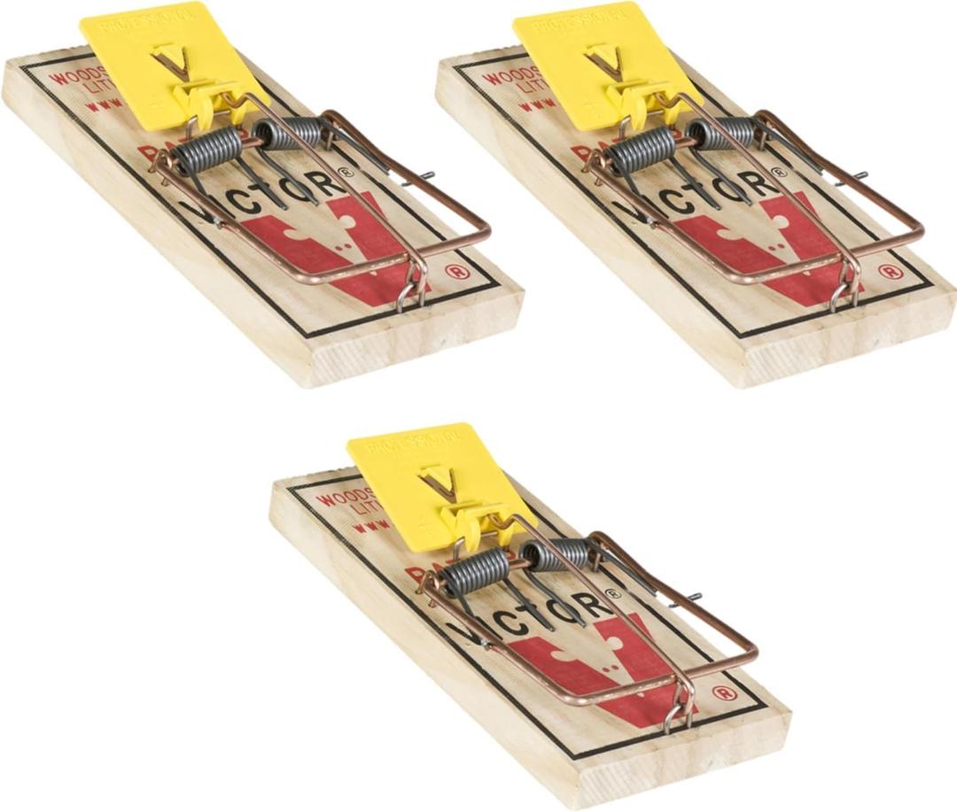 Victor M205 Snap Pack of 3 - Large Rat Traps - Original Wooden Victor Snaps, World's No.1, Trusted for Over 115 Years, Quick & Effective Results