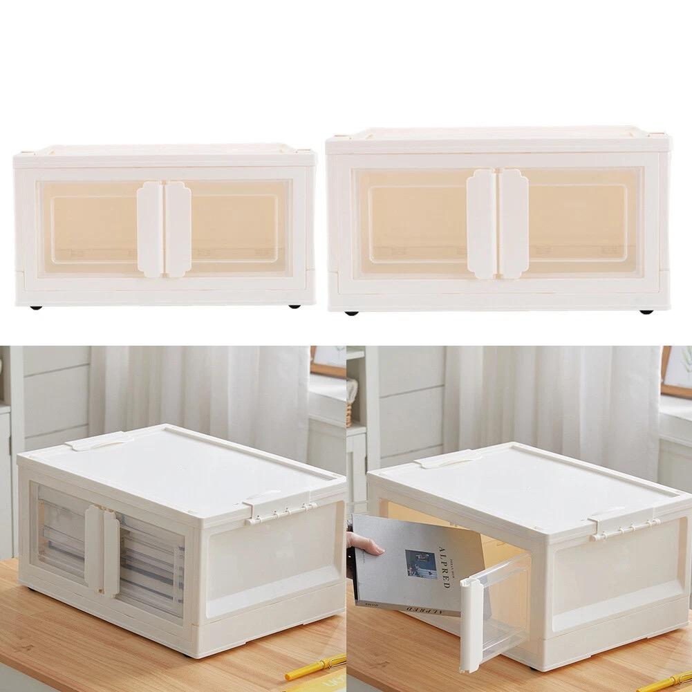 Large Plastic Storage Box with Lid &Doors Home Office Stackable Container