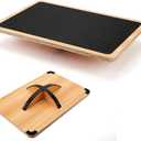 StrongTek Professional Wooden Balance Board, Rocker Board, Wood Standing Desk Accessory, Balancing Board for Under Desk, Anti Slip Roller, Core Strength, Stability, Office Wobble Boards (Extra Large-Advanced-360 Rotation)