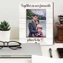 Couple Picture Frame 5x7, Anniversary Engagement Gifts for Couples Bride Groom Wooden Photo Frame for Tabletop Desk Display, Together Is Our Favourite Place to Be Wedding Home Room Decor