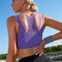 RUNNING GIRL Sports Bras for Women High Support,Seamless Ribbed Longline High Neck Sports Bra Racerback Padded Crop Top Yoga (L)