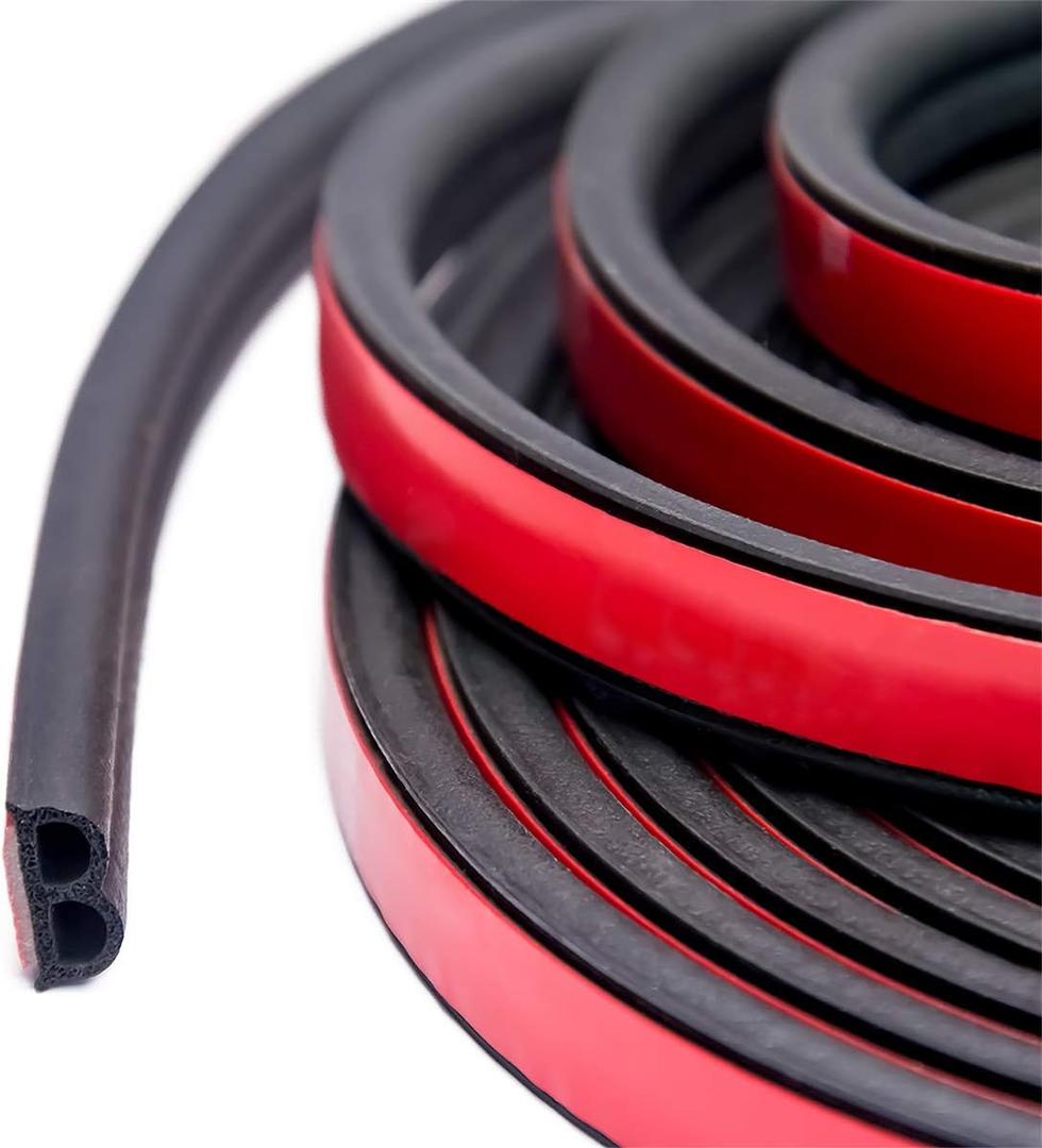 33Ft Universal Self Adhesive Weather Seal Strip for Car, 51/100 Inch Wide X 1/5 Inch Thick, Auto Door & Window Weatherstrip with Engine Cover (2 Rolls, 16.5 Ft Each) (33 Feet Long)