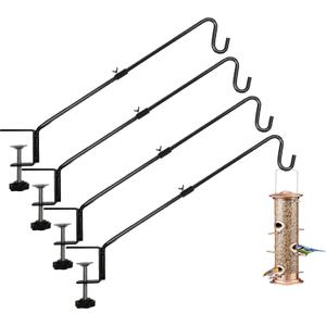 Fence Deck Hook 4 Pack 27.5 Inch Heavy Duty Clamp-On Deck Rail Balcony Railing Hanger for Hanging Bird Feeders, Plants, Flower Baskets,Windchimes, Lanterns,Holiday Decoration