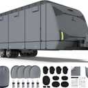 RVMasking RV Cover, Heavy Duty 7 Layers Travel Trailer Cover with 4 Tire Covers for 31'7"-34', Windproof Rip-Stop Anti-UV Camper Cover, Dark Gray