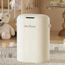 MRBIN Metal Motion Sensor Adsorption Diaper Pail Refills with Lid, 4.8gal / 18L Slim Covered Touchless Baby Adult Trash Can, Pet Litter Garbage Bucket for Nursery Bedside, Bathroom, Toilet, White