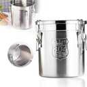 Stainless Steel Airtight Canister for Kitchen, Rice Cereal Grain Canisters Container for Household Kitchen Food Bean Flour Oil Sugar Milk Cookie Storager Bucket w/Handles Lid (12L)