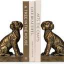 Decorative Bookends for Shelves, Dog Book Ends for Heavy Books, Labrador Retriever Statues Bookends for Heavy Books with Anti-Slip Base Book Holders for Home Office Decor (Gold)