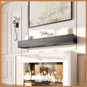Avana Farmhouse Fireplace Mantel - Handcrafted Wood, 72" x 8" x 5" - Espresso Finish Avana Farmhouse Fireplace Mantel - Handcrafted Wood, 72" x 8" x 5" - Espresso Finish