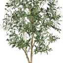 FEELEAD 7ft Olive Trees Artificial Indoor - Tall Faux Olive Tree 7 feet (84") with Pot, Fake Plants Natural Olive Branches and Realistic Leaves Olive Silk Tree for Home Office Decor