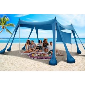Beach Tent Sun Shelter & Portable Beach Canopy UPF80+ Uv Protection, Beach Shade Canopy/Cabana with 8 Sandbags, 4 Stability Poles, Sand Shovel Ground Pegs for Outdoor Camping(10x10ft, Navy Blue)