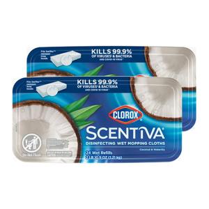 Clorox Scentiva Disinfecting Wet Mopping Pad Refills for Floor Cleaning, Pacific Breeze & Coconut, 48 Count