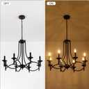 Industrial Candle Chandelier Modern Farmhouse Hanging Pendant Light Fixture with 8-Light Black Iron Classic Rural Candle Ceiling for Dining Room Living Room Bedroom Kitchen Island Foyer