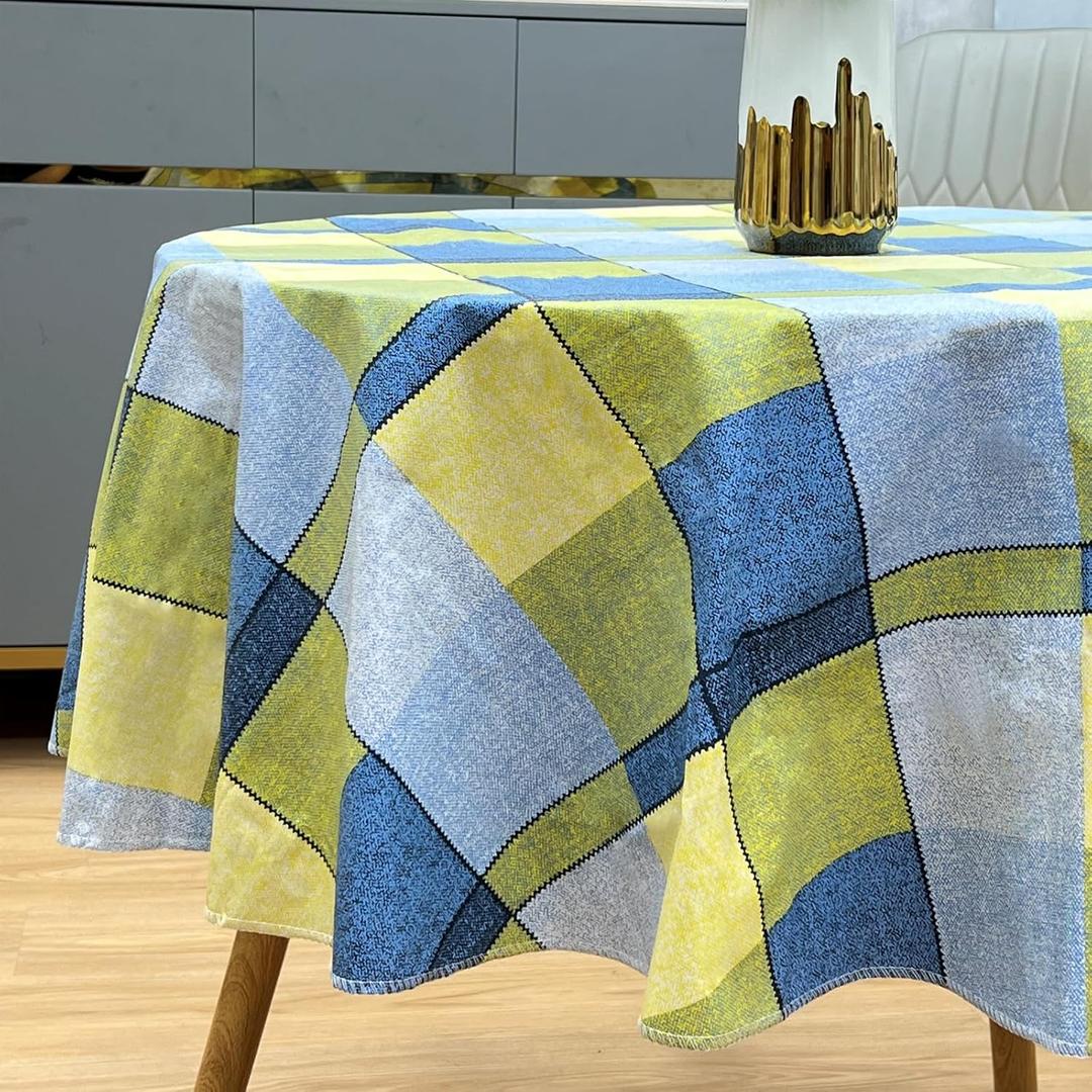 Pioggia Vinyl Tablecloth with Flannel Backed Waterproof Oil-Proof PVC Table Cloth Stain-Resistant Wipeable Easy Care Table Cover for Indoor and Outdoor
