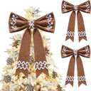 Suncalla 2 Pcs 19' Extra Large Christmas Gingerbread Tree Topper Wreath Bow Tree Topper Ornament Brown Plush Hanging Decor for Xmas Door Window Wall Wedding Party Decoration Supplies Gifts