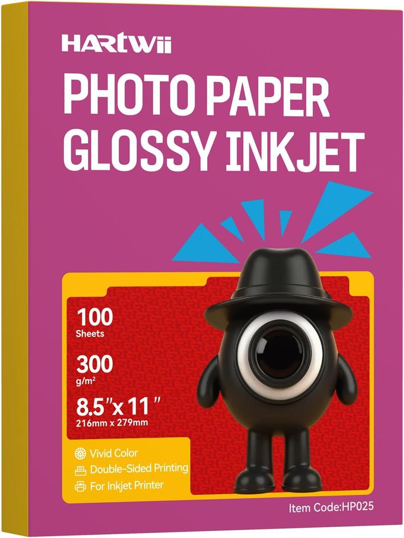 100 Sheets Double-Sided Thick Heavyweight Premium Glossy Photo Paper Cardstock 8.5x11 Inches 300Gsm 80lbs Only for Professional Inkjet Printer and Dye Ink for Brochure Paper, Flyers Paper