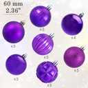 AMS 2.36''/60mm 34ct Christmas Ball Large Ornaments Party Decorations Shatterproof Festival Pendant Hangings for Xmas Tree Decor (60mm, Purple)