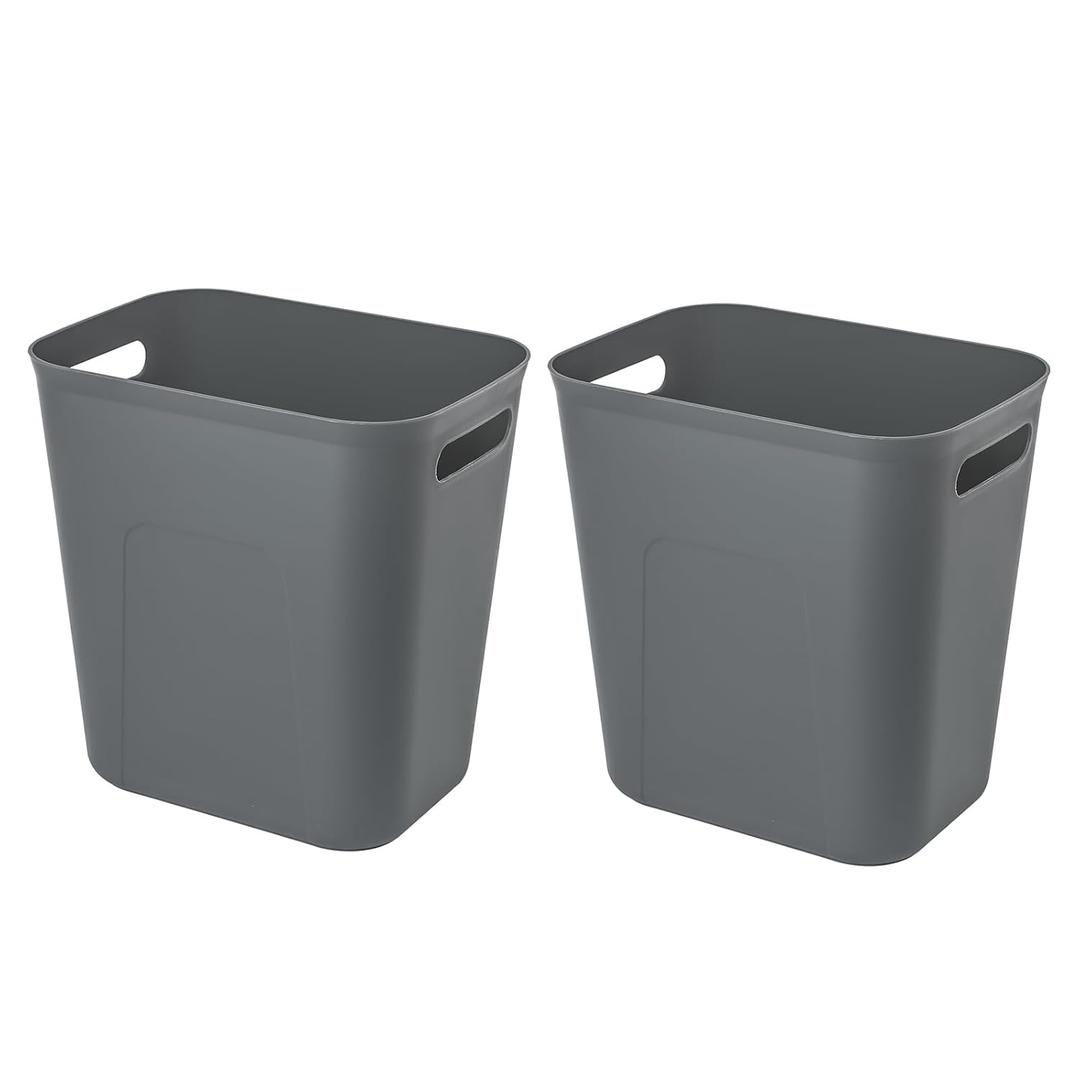UUJOLY Plastic Small Trash Can Wastebasket, Garbage Container Basket for Bathrooms, Laundry Room, Kitchens, Offices, Kids Rooms, Dorms, 3.5 Gallon, Dark Grey, 2 Pack (3.5 Gallon/2 Pack)