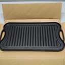 Amazon Basics Pre-Seasoned Cast Iron Reversible Rectangular Grill/Griddle with Even Heat Distribution, Black, 20 x 10.63 x 0.98 inch