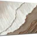 Kabcod 3D Textured Sand Beach Waves Wall Art Large Size White Brown Abstract Coastal Painting Artwork Ocean Wave Beach Landscape Oil Painting for Living Room Bedroom Decor 24X48in Ready To Hang, 48L" x 24W"