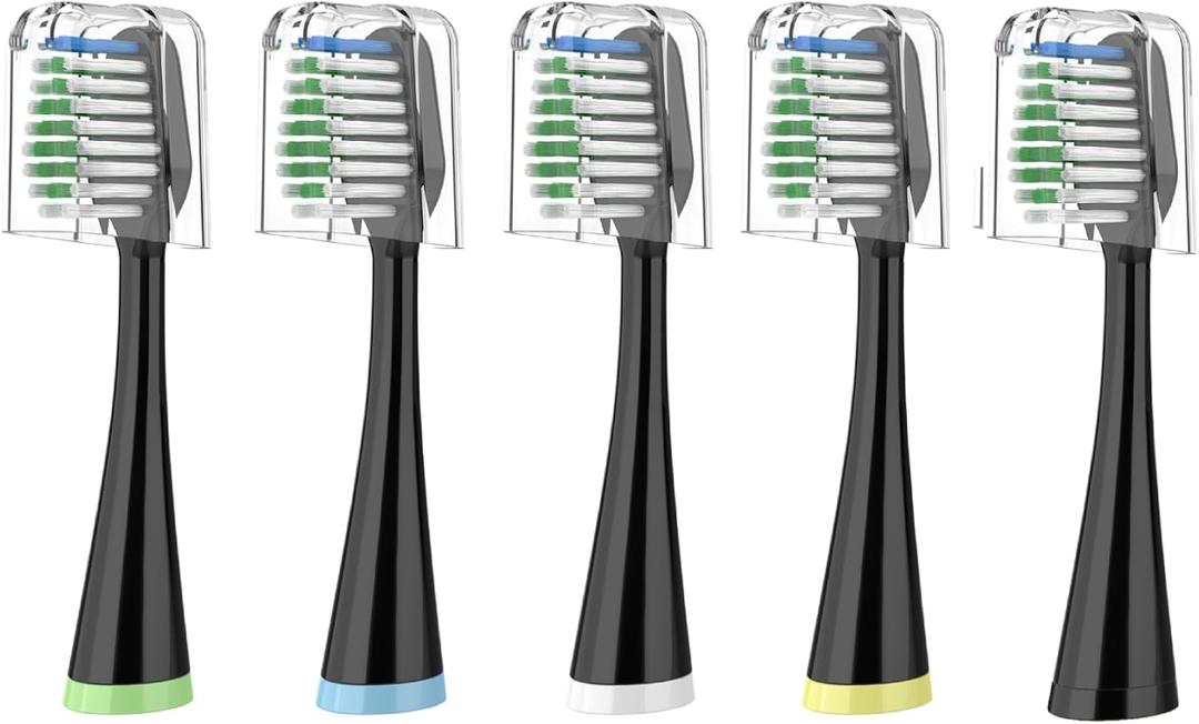 Replacement Toothbrush Heads for Waterpik Complete Care 5.0/9.0 (CC-01/WP-862), with Covers, 5 Count, Black (Black (5 Count))