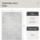 Valenrug Washable Rug 8x10 - Stain Resistant 8x10 Area Rugs for Living Room, Non Slip Backing Printed Rugs for Bedroom, Folable Machine Washable Area Rug (8'x10', Grey)