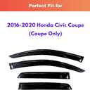 KPY Rain Guards Fit for 2016-2020 Honda Civic Coupe, Out-Channel Window Visors Vent Wind Deflectors 4PC, Car Accessories for 16-20 Civic Coupe (Coupe Only)