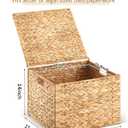Jingmore 1 Pack Large Decorative File Box Water Hyacinth Letter/Legal Size File Organizer with Lid Collapsible Hand Woven Filing Cabinet for Office/Home Decor (16.54'' X 14.57'' X 11.4'',Light Color)