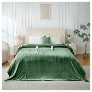 LunaHush Electric Heated Blanket Queen Size, Dual Control Fast Heating Sherpa Blanket, 8 Heating Levels & 10 Hours Auto Off, Machine Washable with ETL & FCC Certified, Green