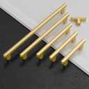 Amerdeco 10 Pack Brushed Gold Cabinet Pulls 5 Inch(128mm) Hole Center Drawer Pulls Cabinet Hardware Kitchen Cabinet Handles for Bathroom Dresser Pulls ZH0065