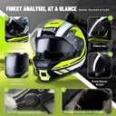 LEM Modular Motorcycle Helmets Fiberglass, Full Face Motorcycle Helmet Flip Up for Touring, DOT Certified, Release Sun Visor & Removable Comfort Liner, Lightweight Street Bike Helmet (Yellow, L)