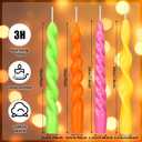Nuanchu 4 Pcs Twisted Taper Candles Wax Unscented Smokeless Spiral Swirl Candlesticks for Wedding Holiday Dinner Party Home Decorations(7.87 Inch,Pure,Neon)