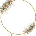 6.6 FT Round Arch Backdrop Stand, Gold Metal Circle Balloon Arch Stand Wedding Arch Frame for Ceremony Birthday Party Graduation Christmas Decoration