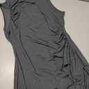 Women's Summer Ruched Bodycon Crew Neck Sleeveless Casual Tank Pencil Midi Dresses Dark Gray Small