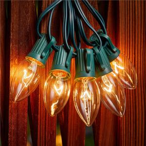 Minetom C9 Clear Christmas String Lights, 100FT 100 Bulbs Bright & Warm Outdoor Christmas Lights, Long Life C9 String Lights for Tree Patio Gazebo Wreath, Green Wire