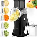 Rotary Cheese Grater, 5 in 1 Rotary Grater, Replaceable Stainless Blades Cheese Shredder, Cheese Slicer, Cheese Grater Hand Crank, Easy to Clean Kitchen Gadgets with Storage Box (Black)
