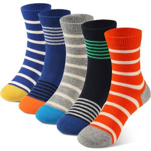 COTTON DAY Kids Boys Crew Dress Socks Bright Colorful Stripes Design XL