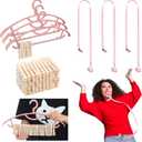 Threehoney 6 Sets Baby Shower Games Pacifiers Necklace and One Handed Wooden Clamp Hanger Game Bridal Shower for Gender Reveal Party Favors Funny Activities Parties(Pink)